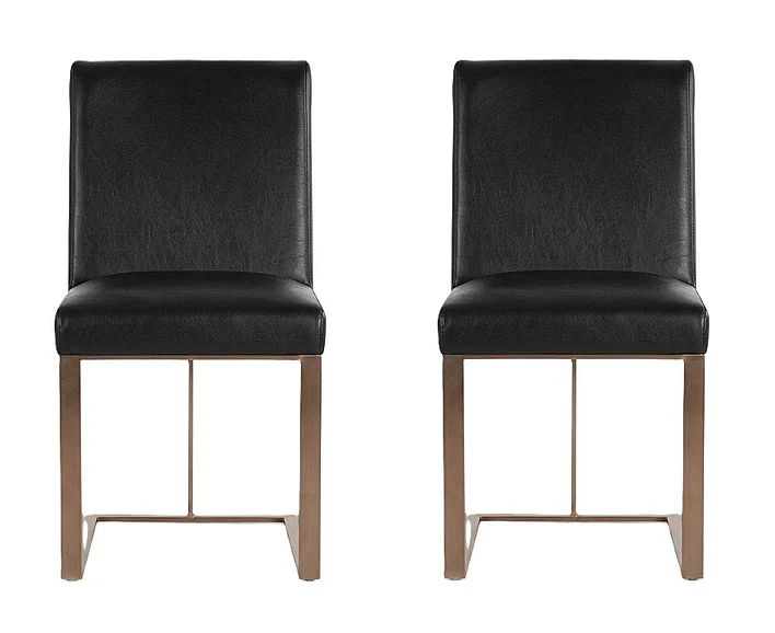SUNPAN Ikon Dean Dining Chair in Cantina Black/Antique Brass 103775 (Set of 2)