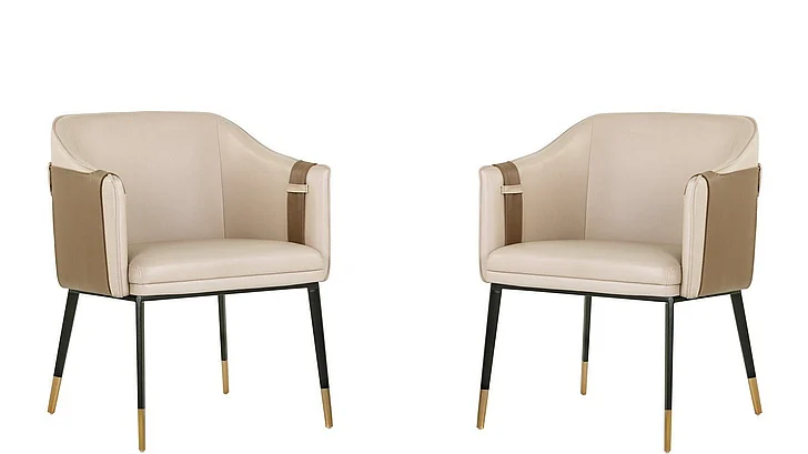 SUNPAN Ikon Carter Dining Armchair in Napa Beige/Napa Tan/Black 103789 (Set of 2)