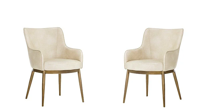 SUNPAN Franklin Dining Armchair in Bravo Cream/Antique Brass 104977 (Set of 2)