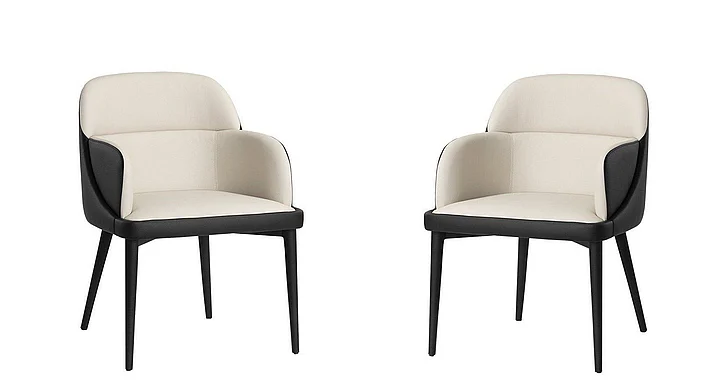 SUNPAN Hagan Dining Armchair in Dillon Cream/Dillon Black 105167 (Set of 2) PROMO