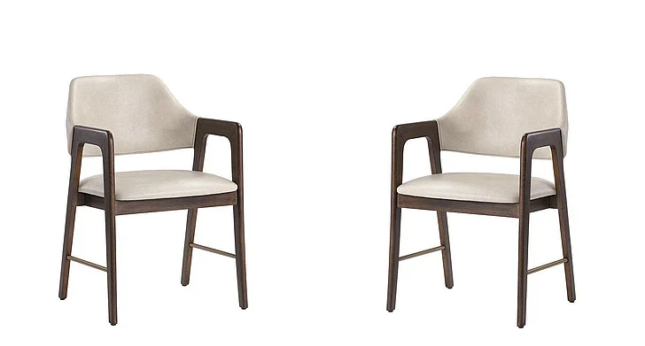 SUNPAN Milton Dining Armchair in Bravo Cream/Brown 105211 (Set of 2)