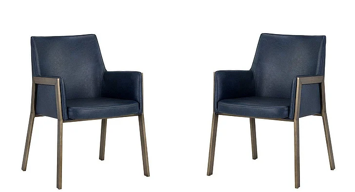 SUNPAN Ikon Bernadette Dining Armchair in Bravo Admiral/Antique Brass 105285 (Set of 2)
