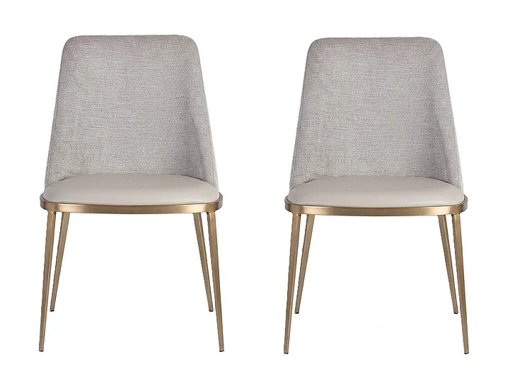 SUNPAN Ikon Dover Dining Chair in Napa Stone/Polo Club Stone/Gold 105316 (Set of 2) PROMO