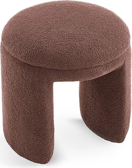 Meridian Bowen Faux Shearling Teddy Fabric Ottoman / Stool in Brown Faux Shearling Teddy Fabric 105Brown