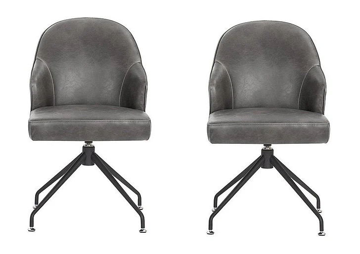 SUNPAN 5West Bretta Swivel Dining Chair in Overcast Grey/Black 106102 (Set of 2)