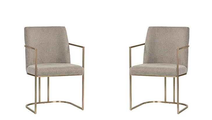 SUNPAN Rayla Dining Armchair in Belfast Oyster Shell/Antique Brass 106179 (Set of 2) CLOSEOUT PROMO