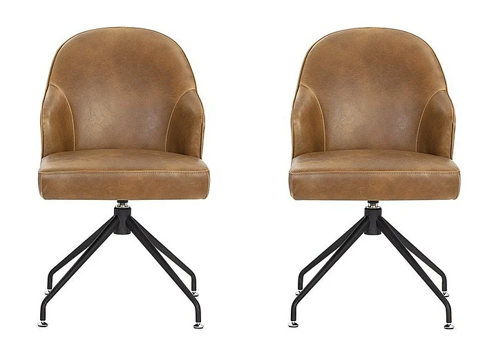 SUNPAN 5West Bretta Swivel Dining Chair in Tobacco Tan/Black 106375 (Set of 2)