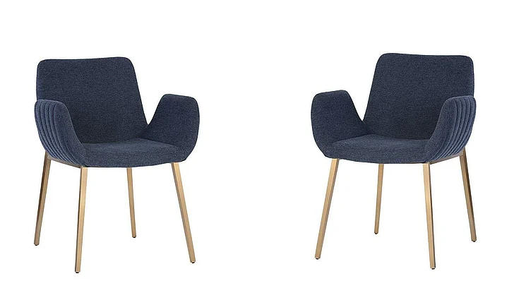 SUNPAN Lucano Dining Armchair in Belfast Navy/Gold 106475 (Set of 2) CLOSEOUT