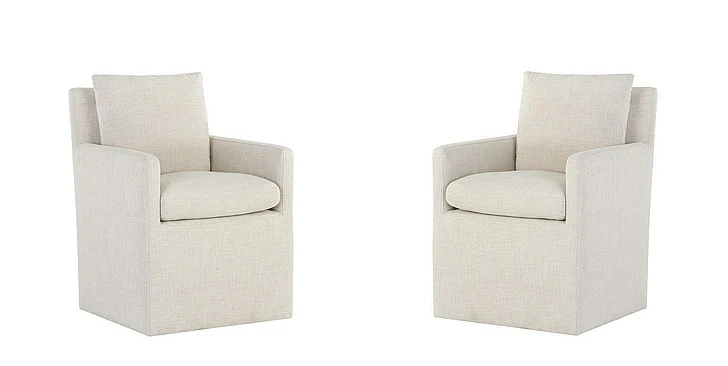 SUNPAN Glenrose Wheeled Dining Armchair in Effie Linen 106570 (Set of 2)
