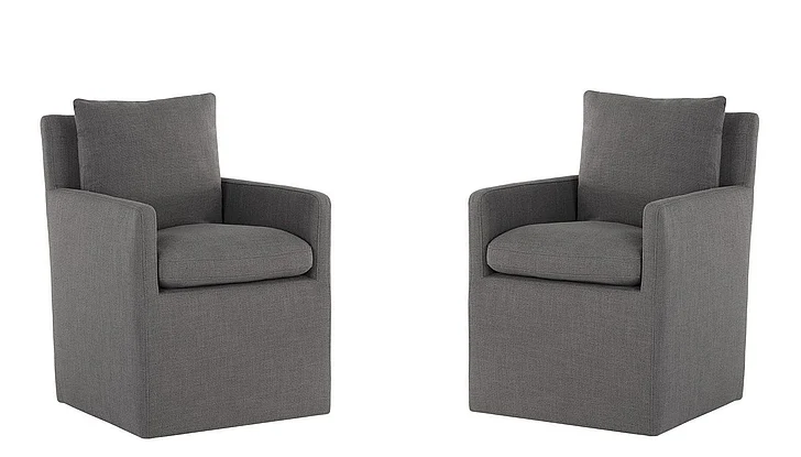 SUNPAN Glenrose Wheeled Dining Armchair in Effie Smoke 106571 (Set of 2)