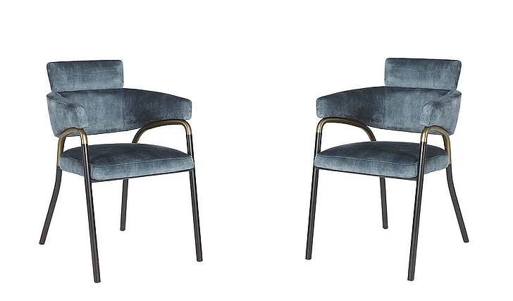 SUNPAN Sharqui Dining Armchair in Nono Petrol/Black 107310 (Set of 2) CLOSEOUT PROMO