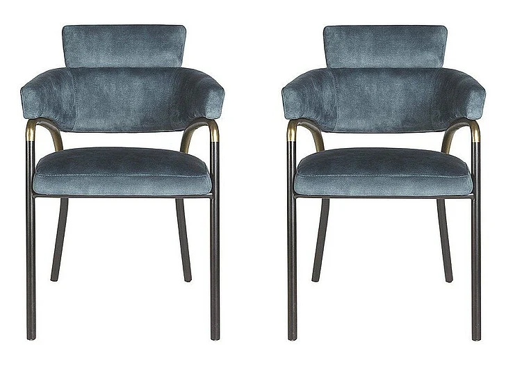 SUNPAN Sharqui Dining Armchair in Nono Petrol/Black 107310 (Set of 2) PROMO