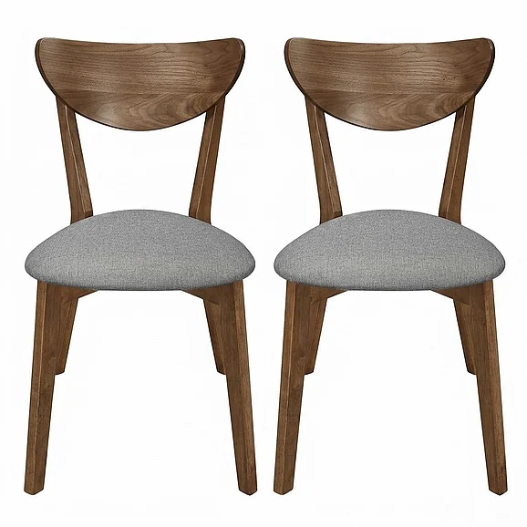 Coaster Alfredo Upholstered Dining Chairs Grey and Natural Walnut (Set of 2) in Natural Walnut 108082