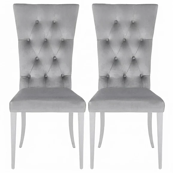 Coaster Furniture Kerwin Tufted Upholstered Side Chair in Grey and Chrome 111103 (Set of 2)