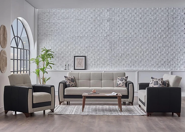 Bellona Furniture Dublin 2-Piece Living Room Set in Boss Cream