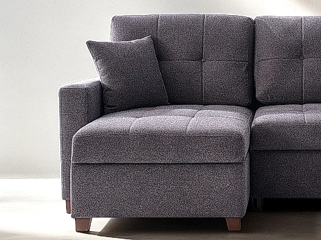 Bellona Furniture Mocca Sectional Extra Chaise Part in Dupont Anthracite 11MOC7G0P10300001
