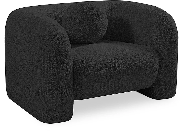 Meridian Emory Boucle Fabric Chair in Black Boucle Fabric 139Black-C