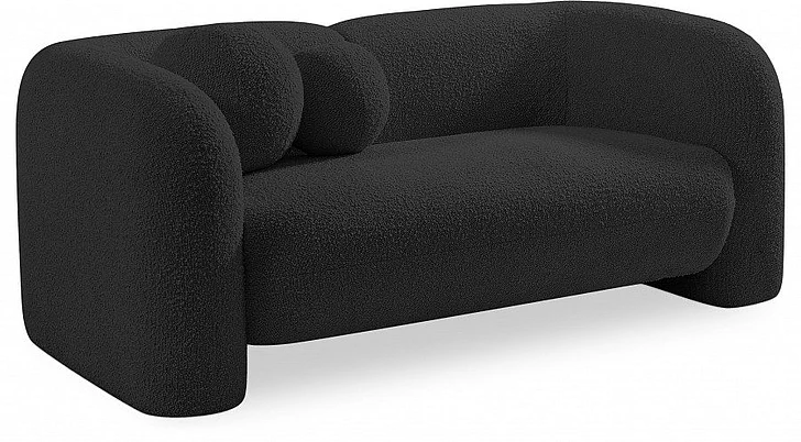 Meridian Emory Boucle Fabric Loveseat in Black Boucle Fabric 139Black-L