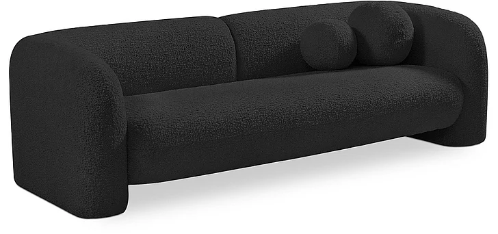 Meridian Emory Boucle Fabric Sofa in Black Boucle Fabric 139Black-S