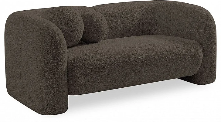 Meridian Emory Boucle Fabric Loveseat in Brown Boucle Fabric 139Brown-L