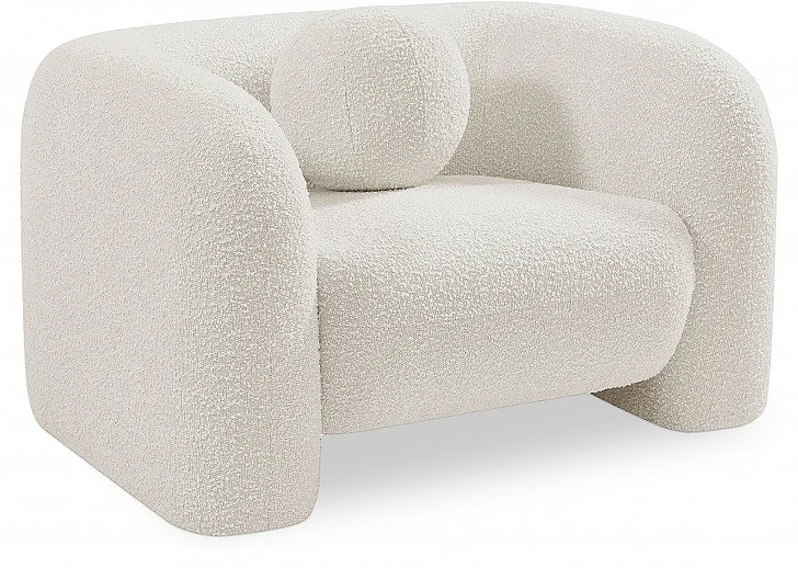 Meridian Emory Boucle Fabric Chair in Cream Boucle Fabric 139Cream-C