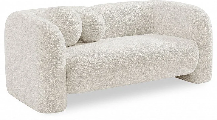 Meridian Emory Boucle Fabric Loveseat in Cream Boucle Fabric 139Cream-L