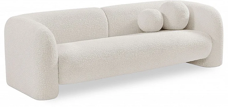 Meridian Emory Boucle Fabric Sofa in Cream Boucle Fabric 139Cream-S