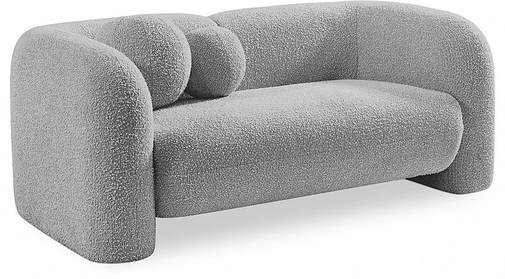 Meridian Emory Boucle Fabric Loveseat in Grey Boucle Fabric 139Grey-L