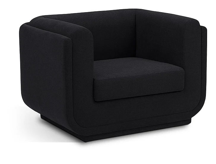 Meridian Kimora Linen Textured Fabric Chair in Black Linen Textured Fabric 151Black-C