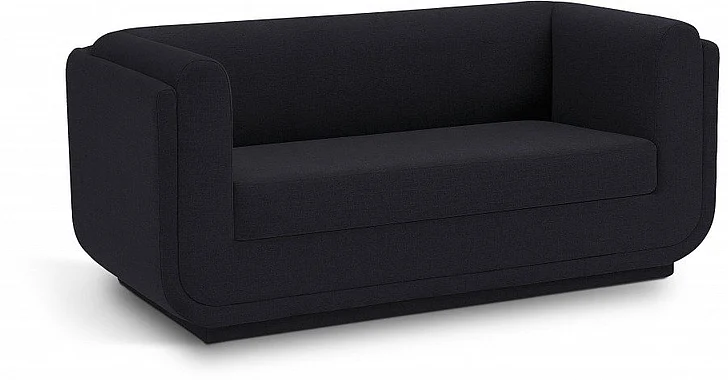 Meridian Kimora Linen Textured Fabric Loveseat in Black Linen Textured Fabric 151Black-L