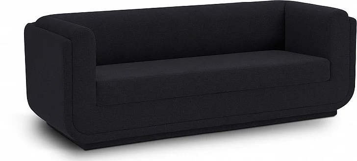 Meridian Kimora Linen Textured Fabric Sofa in Black Linen Textured Fabric 151Black-S