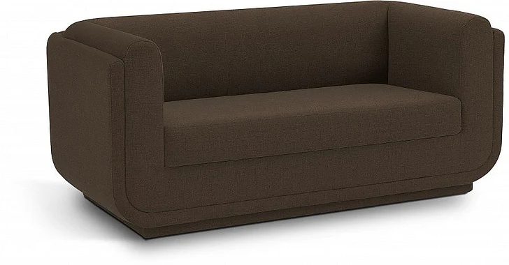Meridian Kimora Linen Textured Fabric Loveseat in Brown Linen Textured Fabric 151Brown-L