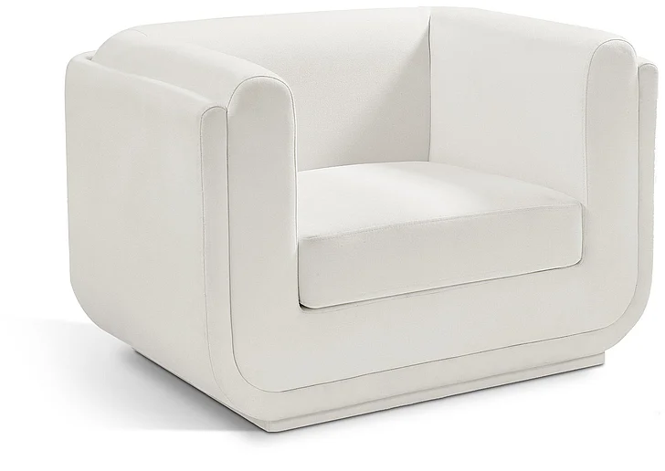 Meridian Kimora Linen Textured Fabric Chair in Cream Linen Textured Fabric 151Cream-C