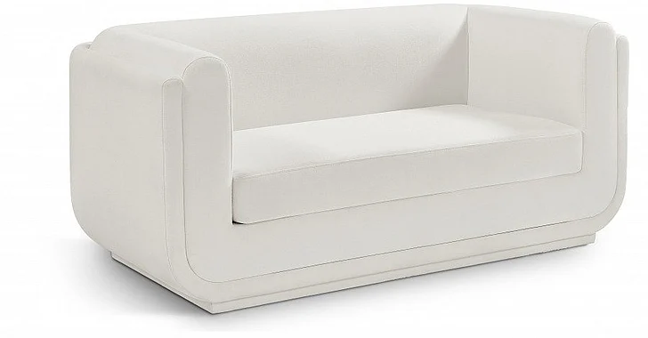 Meridian Kimora Linen Textured Fabric Loveseat in Cream Linen Textured Fabric 151Cream-L