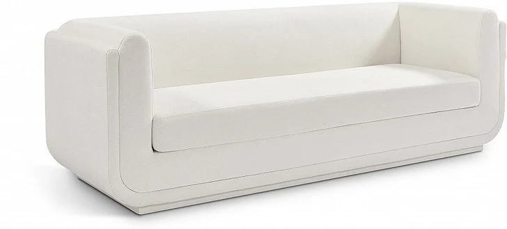 Meridian Kimora Linen Textured Fabric Sofa in Cream Linen Textured Fabric 151Cream-S