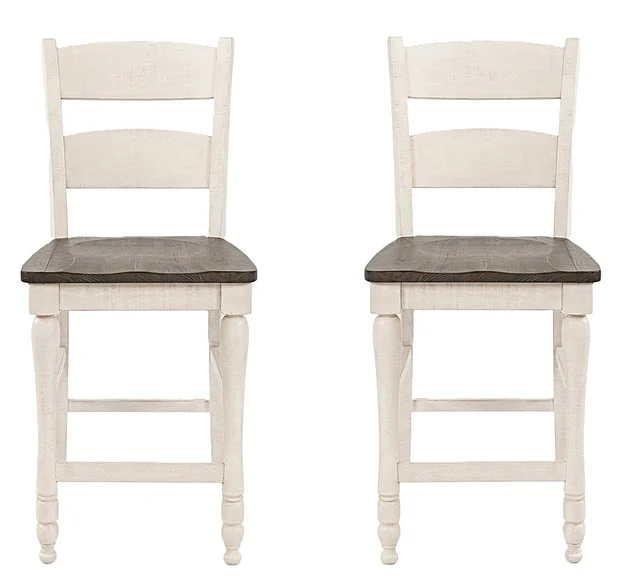 Jofran Madison County Ladderback Counter Stool in Vintage White 1706-BS401KD (Set of 2)