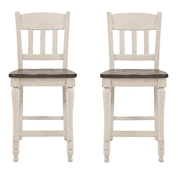 Jofran Madison County Slatback Counter Stool in Vintage White 1706-BS420KD (Set of 2)