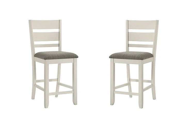Liberty Furniture Brook Bay Slat Back Uph Counter Chair (Set of 2) in White/Carbon Gray 182-B150124