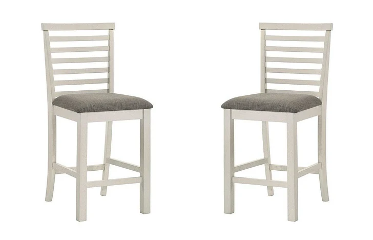 Liberty Furniture Brook Bay Uph Ladder Back Counter Chair (Set of 2) in White/Carbon Gray 182-B200124