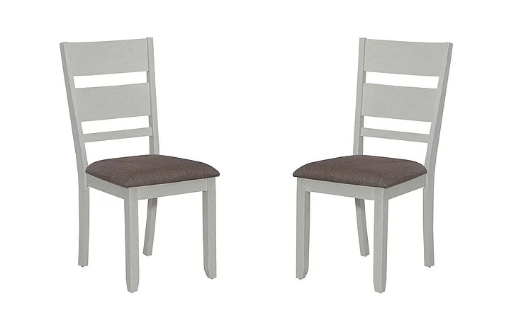 Liberty Furniture Brook Bay Slat Back Uph Side Chair (Set of 2) in Textured White 182-C1501S