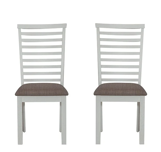 Liberty Furniture Brook Bay Uph Ladder Back Side Chair (Set of 2) in Textured White 182-C2001S