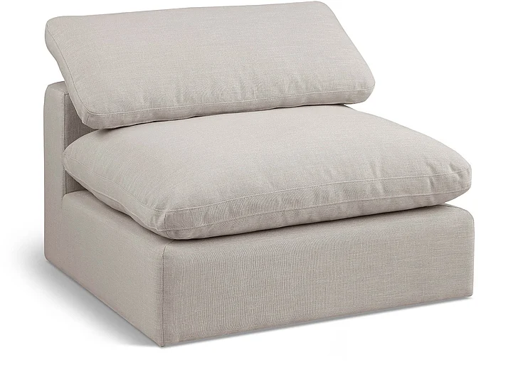 Meridian Comfy Linen Textured Fabric Armless Chair in Beige Linen Textured Fabric 187Beige-Armless