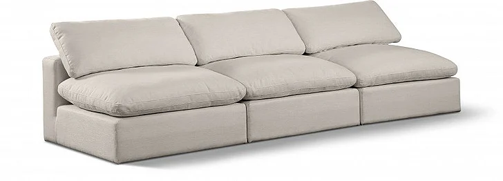 Meridian Comfy Linen Textured Fabric Sofa in Beige Linen Textured Fabric 187Beige-S117