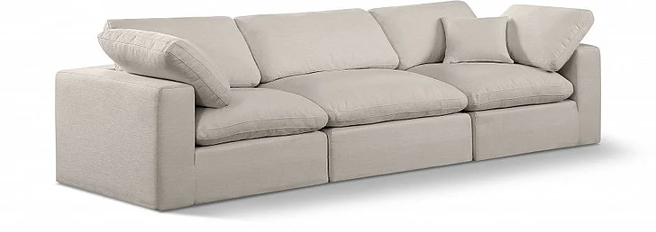 Meridian Comfy Linen Textured Fabric Sofa in Beige Linen Textured Fabric 187Beige-S119