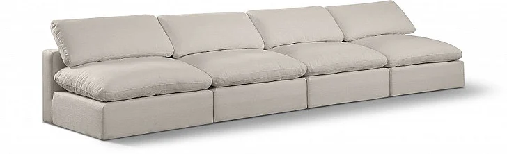 Meridian Comfy Linen Textured Fabric Sofa in Beige Linen Textured Fabric 187Beige-S156