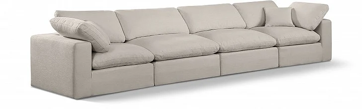 Meridian Comfy Linen Textured Fabric Sofa in Beige Linen Textured Fabric 187Beige-S158