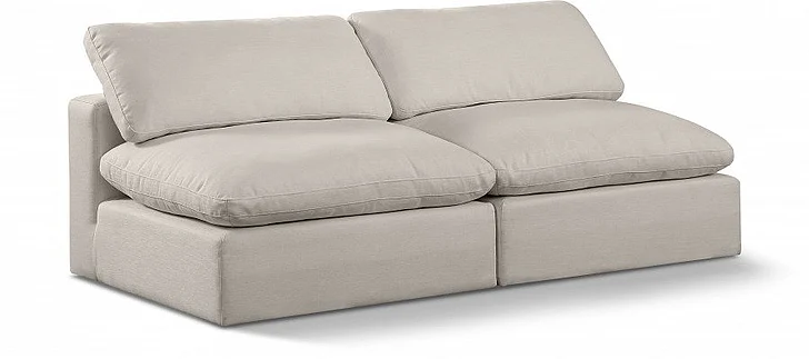 Meridian Comfy Linen Textured Fabric Sofa in Beige Linen Textured Fabric 187Beige-S78
