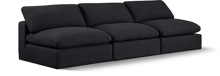 Meridian Comfy Linen Textured Fabric Sofa in Black Linen Textured Fabric 187Black-S117