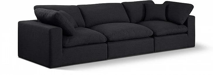 Meridian Comfy Linen Textured Fabric Sofa in Black Linen Textured Fabric 187Black-S119