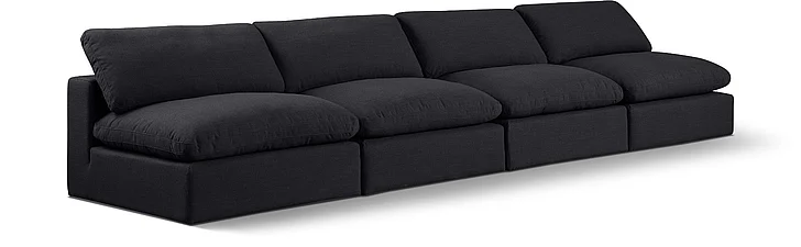 Meridian Comfy Linen Textured Fabric Sofa in Black Linen Textured Fabric 187Black-S156
